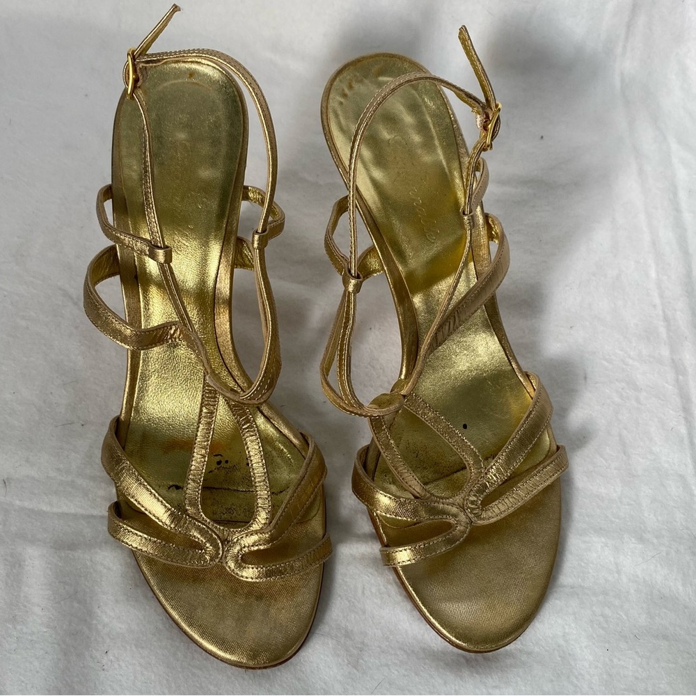 Faconnable Gold Strappy Heeled Sandal